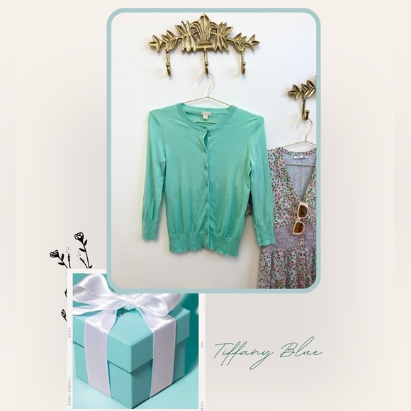 Tiffany Blue color Sweater cardigan S pit 18” l 24” - Picture 2 of 3